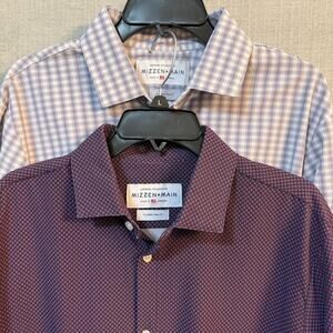 2 Mizzen Main Shirt Mens XL Trim Geo & Plaid Leeward Performance Dress Shirt
